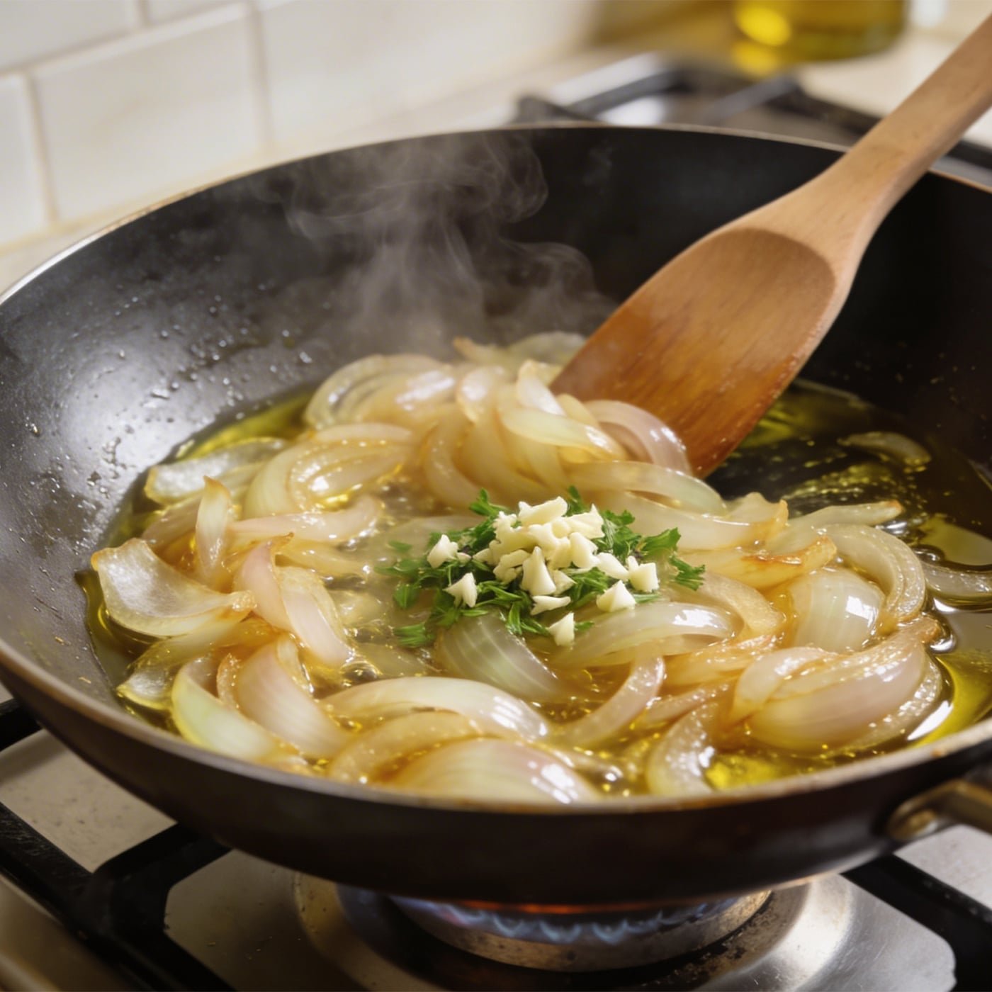 Cook the onion and garlic
