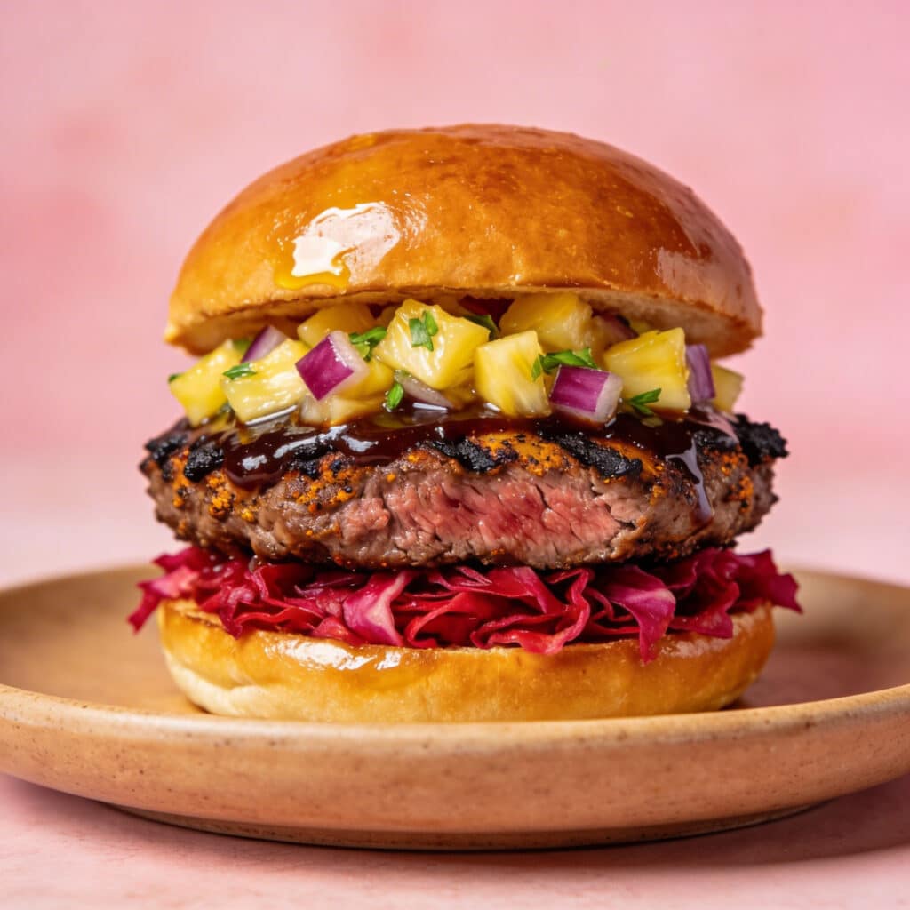 Ainsley Harriott BBQ Jerk Cheeseburger with Pineapple Salsa Recipe