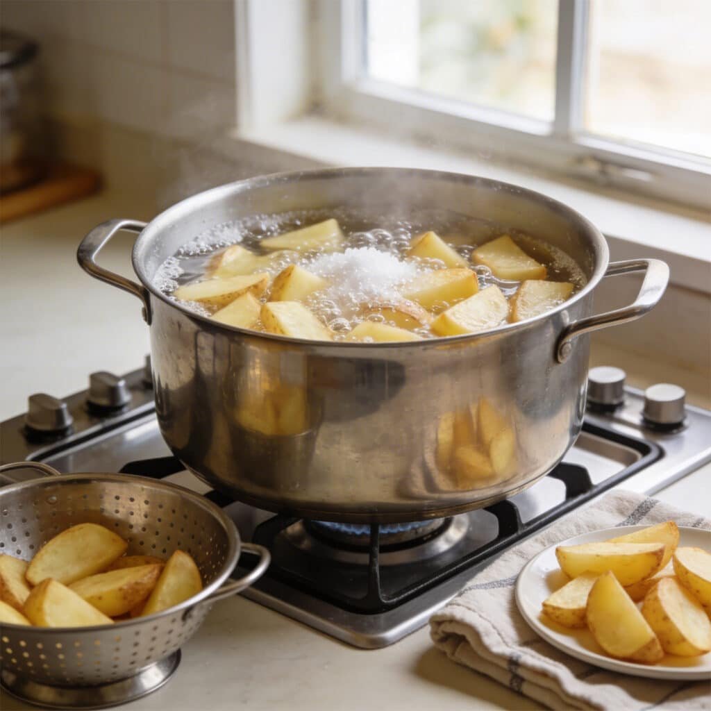 Parboil the chips