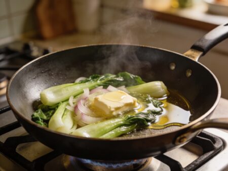 Heat the vegetable oil and butter