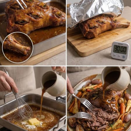 Place the stuffed lamb in a large roasting