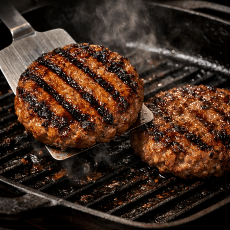 Preheat a barbecue or grill pan. Drizzle burgers with oil and cook for 4-5 minutes on each side until cooked to your liking.