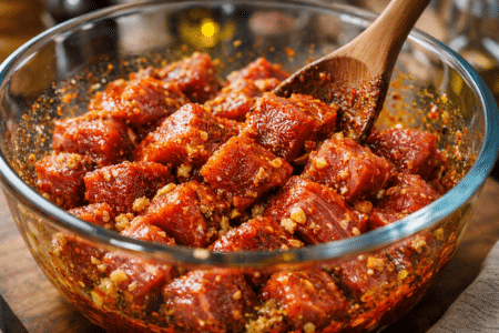 In a large bowl, crush the garlic and stir
