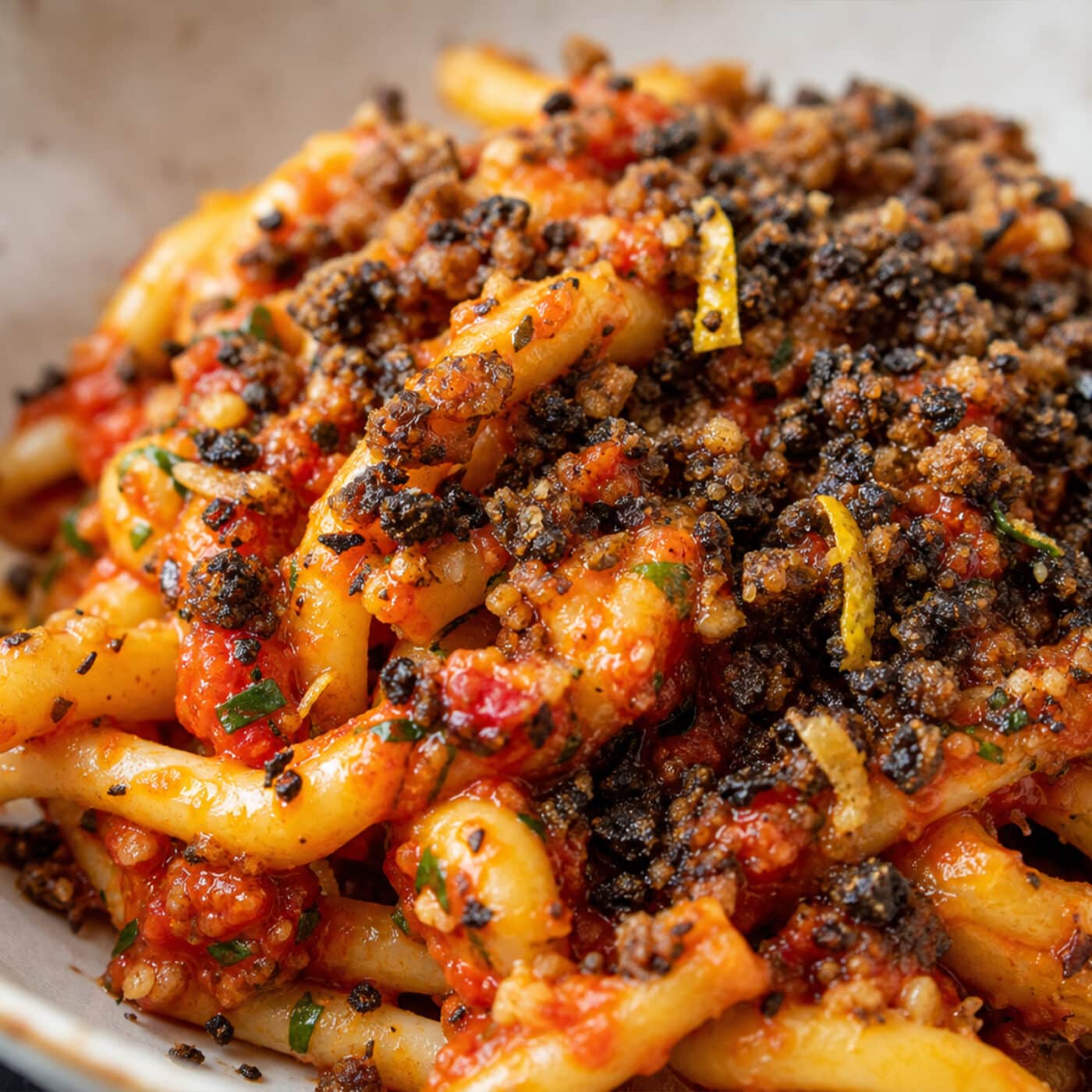 Ainsley Harriott Pasta Alla Trapenese with Black Olive Mollica Recipe