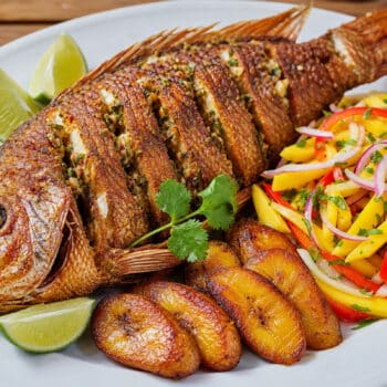 Mango and Papaya Salad and Fried Plantain