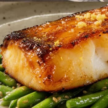 Miso, Ginger & Yuzu Glazed Cod with Sesame Green Beans & Sticky Rice