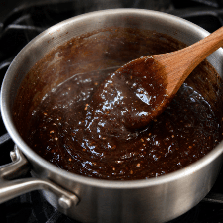 Combine hoisin, vegetarian oyster sauce