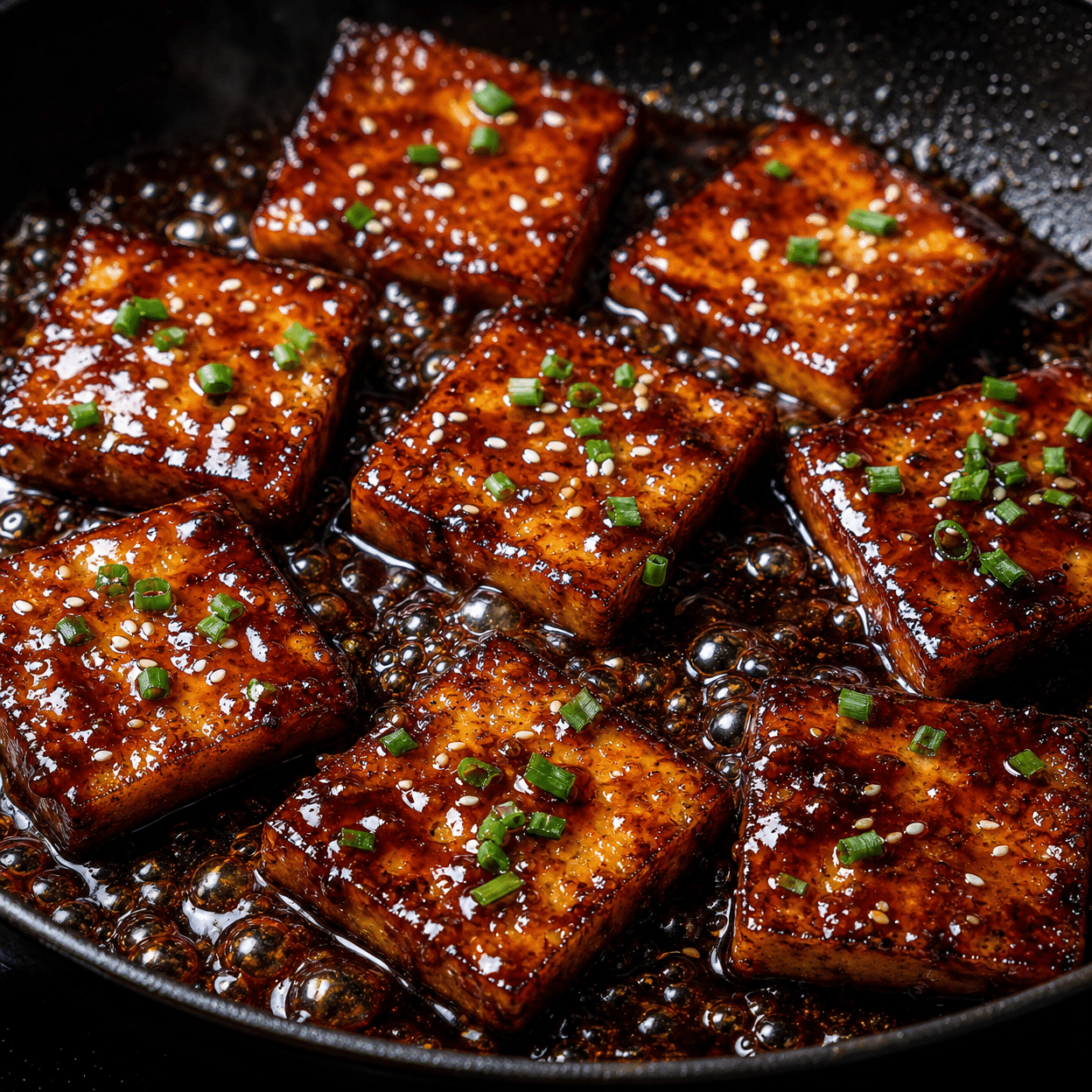 Glaze the tofu: