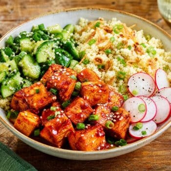 Gochujang Tofu Smashed Cucumber Bowl final dish